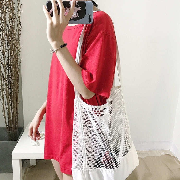 Transparent Mesh Single Shoulder Bag Student Bag(Black)
