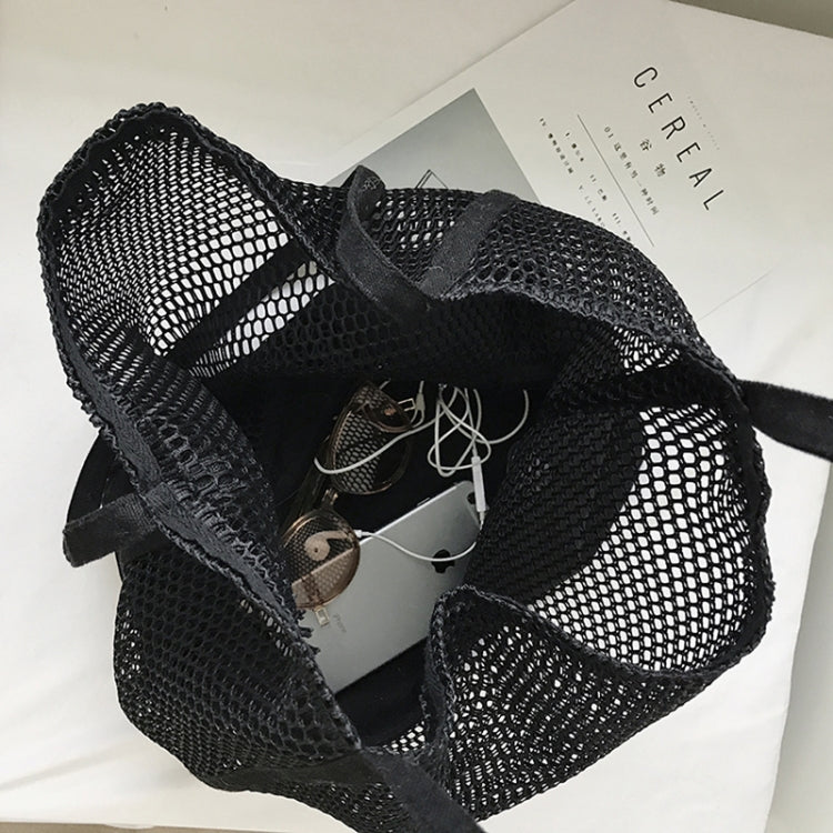 Transparent Mesh Single Shoulder Bag Student Bag(Black)