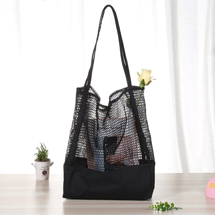 Transparent Mesh Single Shoulder Bag Student Bag(Black)