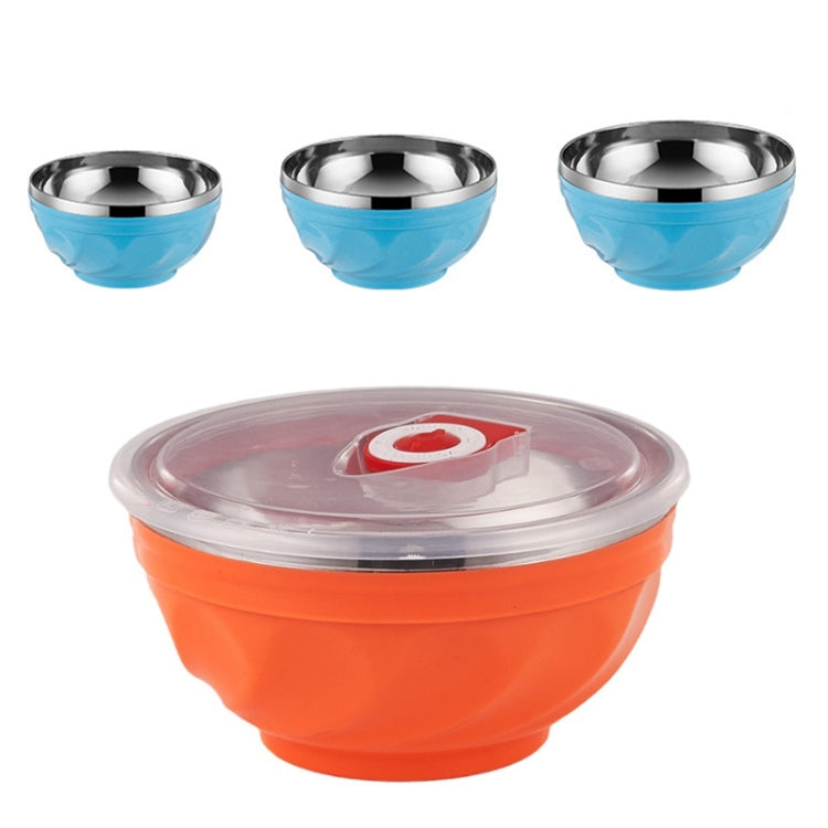 6pcs /Set 17cm Double-Layer Stainless Steel Bowl With Lid Children Dinner Insulated Rice Bowl(6 Colors Matching)
