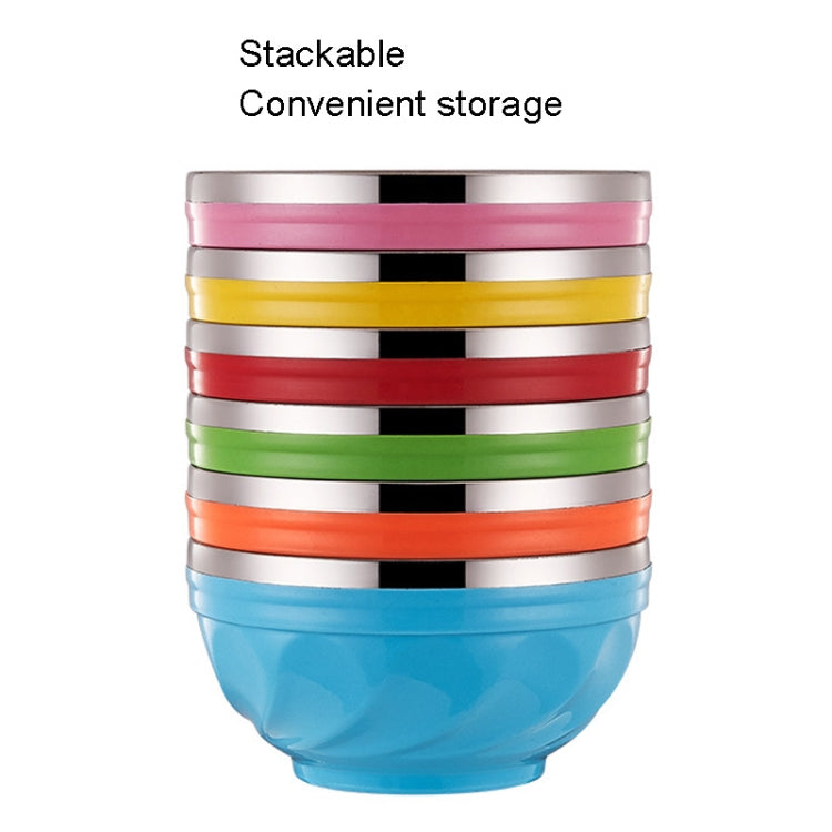 6pcs /Set 15cm Double-Layer Stainless Steel Bowl With Lid Children Dinner Insulated Rice Bowl(6 Colors Matching)