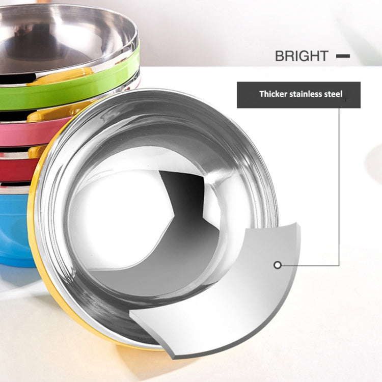 6pcs /Set 15cm Double-Layer Stainless Steel Bowl With Lid Children Dinner Insulated Rice Bowl(6 Colors Matching)