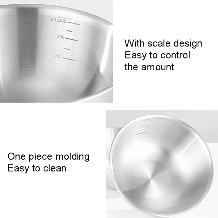 19cm 304 Stainless Steel Cooking Basin With Scale Thickening Mixing Basin Salad Bowl