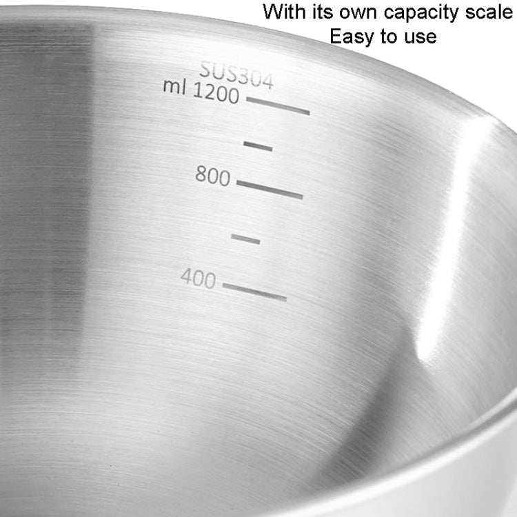 19cm 304 Stainless Steel Cooking Basin With Scale Thickening Mixing Basin Salad Bowl