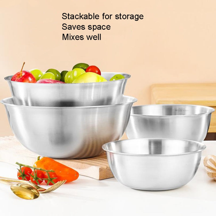 19cm 304 Stainless Steel Cooking Basin With Scale Thickening Mixing Basin Salad Bowl