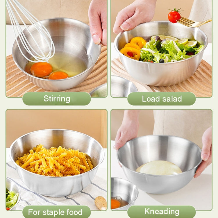 22cm 304 Stainless Steel Cooking Basin With Scale Thickening Mixing Basin Salad Bowl