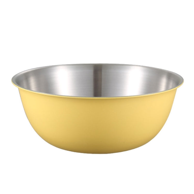 304 Stainless Steel Food Grade Dishes Bowl Kitchen Baking Stirring Bowl Vegetables Sandwood Basin, Size: 24cm (Yellow)