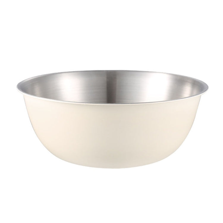 304 Stainless Steel Food Grade Dishes Bowl Kitchen Baking Stirring Bowl Vegetables Sandwood Basin, Size: 24cm (White)