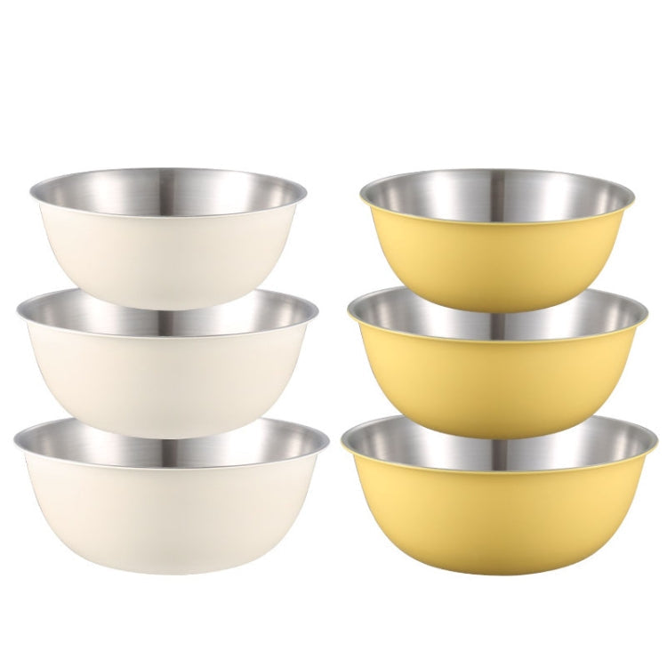 304 Stainless Steel Food Grade Dishes Bowl Kitchen Baking Stirring Bowl Vegetables Sandwood Basin, Size: 19cm (Yellow)