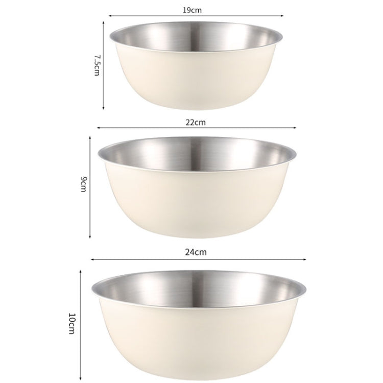 304 Stainless Steel Food Grade Dishes Bowl Kitchen Baking Stirring Bowl Vegetables Sandwood Basin, Size: 24cm (Yellow)