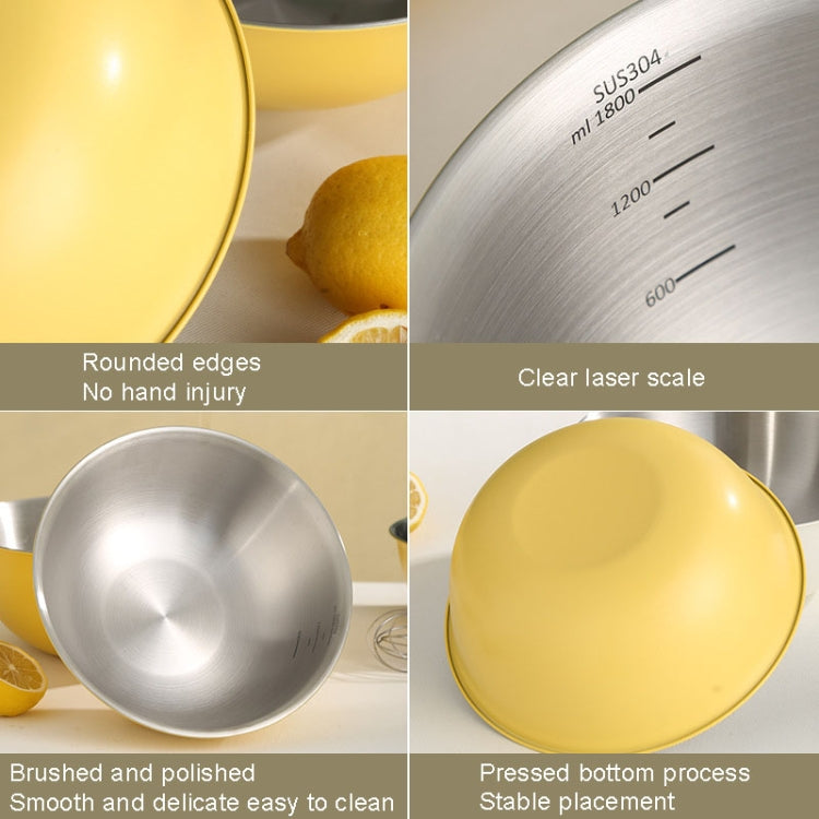304 Stainless Steel Food Grade Dishes Bowl Kitchen Baking Stirring Bowl Vegetables Sandwood Basin, Size: 24cm (White)