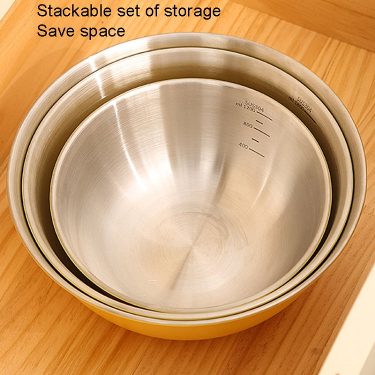 304 Stainless Steel Food Grade Dishes Bowl Kitchen Baking Stirring Bowl Vegetables Sandwood Basin, Size: 24cm (White)