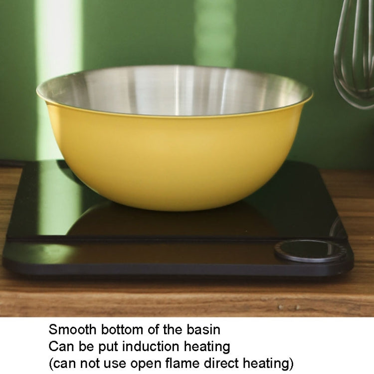 304 Stainless Steel Food Grade Dishes Bowl Kitchen Baking Stirring Bowl Vegetables Sandwood Basin, Size: 24cm (Yellow)