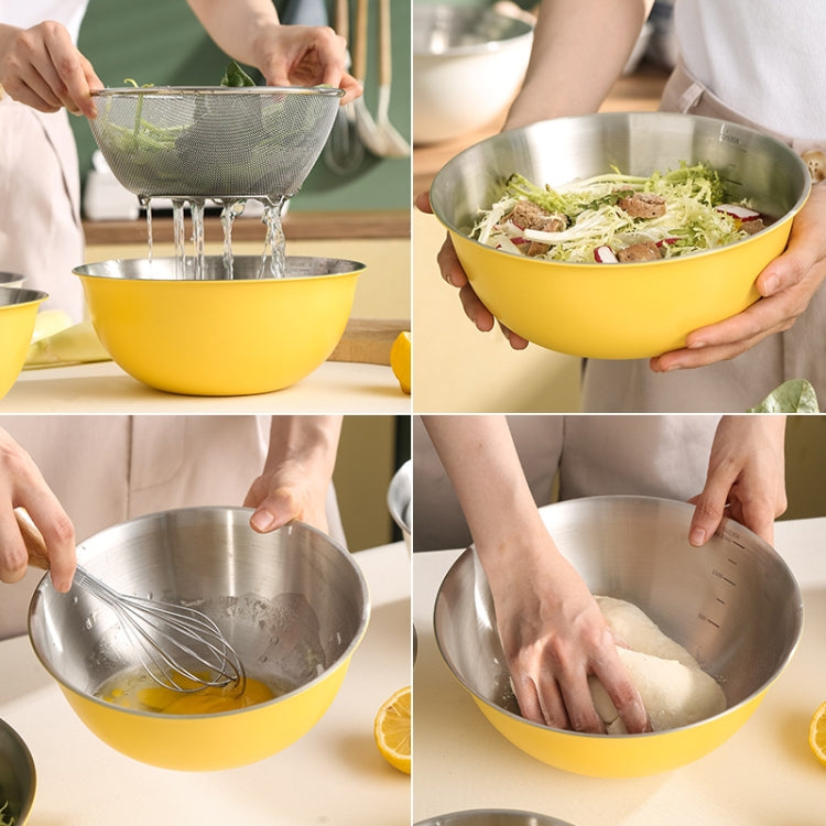 304 Stainless Steel Food Grade Dishes Bowl Kitchen Baking Stirring Bowl Vegetables Sandwood Basin, Size: 24cm (White)