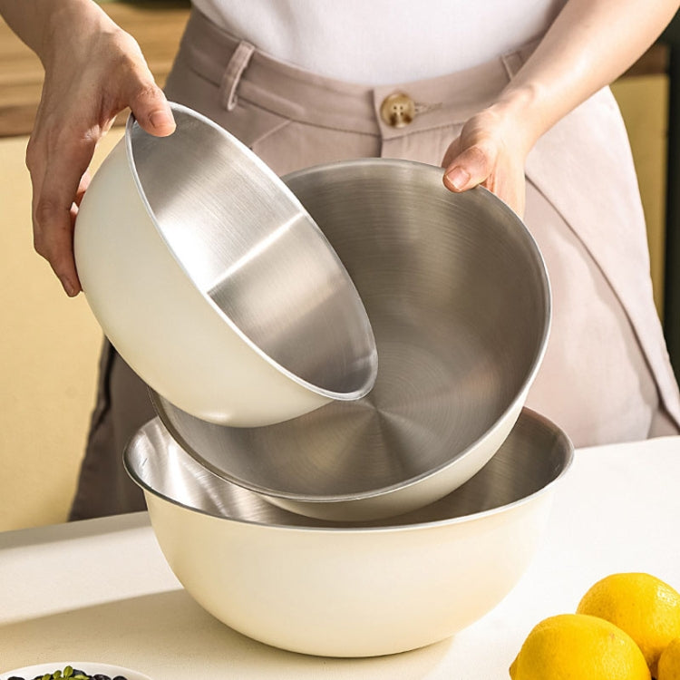 304 Stainless Steel Food Grade Dishes Bowl Kitchen Baking Stirring Bowl Vegetables Sandwood Basin, Size: 24cm (White)