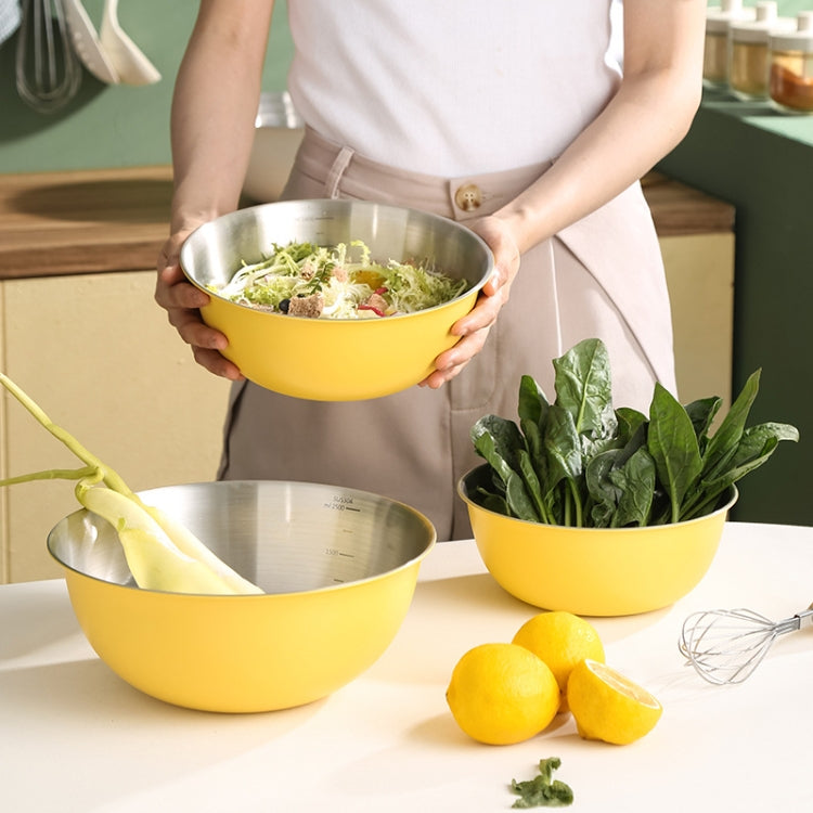 304 Stainless Steel Food Grade Dishes Bowl Kitchen Baking Stirring Bowl Vegetables Sandwood Basin, Size: 24cm (Yellow)