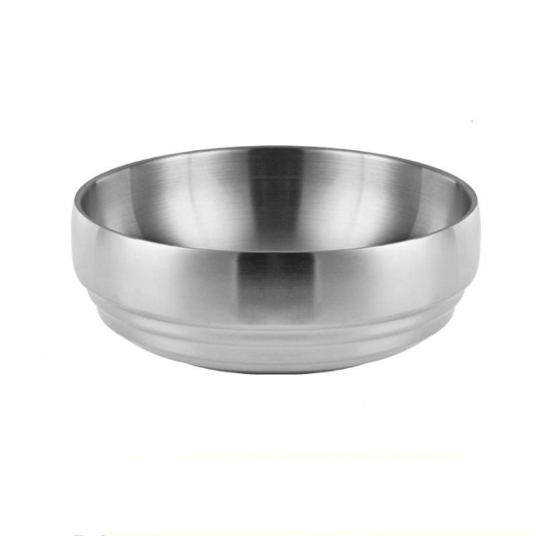 Stainless Steel Double Thickened Cold Noodle Bowl Rice Bowl 21cm (Silver)