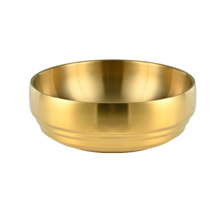 Stainless Steel Double Thickened Cold Noodle Bowl Rice Bowl 21cm (Gold)