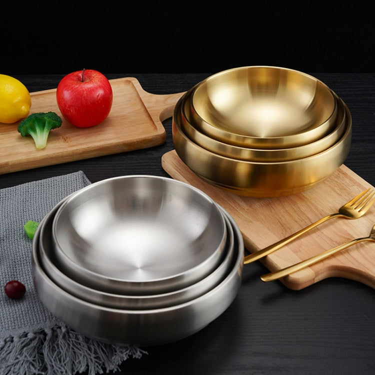 Stainless Steel Double Thickened Cold Noodle Bowl Rice Bowl 21cm (Silver)