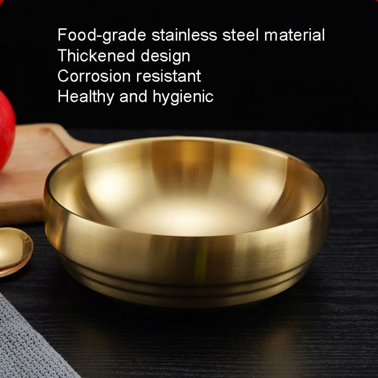 Stainless Steel Double Thickened Cold Noodle Bowl Rice Bowl 21cm (Gold)