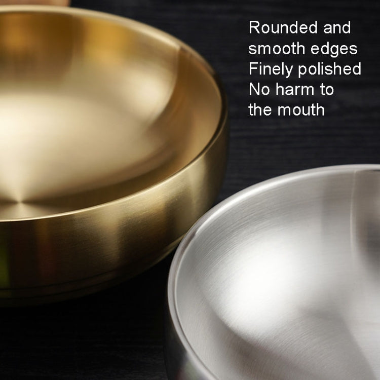 Stainless Steel Double Thickened Cold Noodle Bowl Rice Bowl 21cm (Silver)
