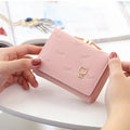Cartoon Cute Cat Tri-fold Wallet Mini Embossed Multifunctional Wallet(Pink)