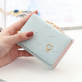 Cartoon Cute Cat Tri-fold Wallet Mini Embossed Multifunctional Wallet(Green)