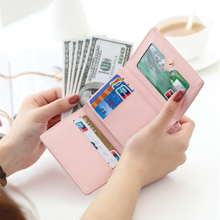 Cartoon Cute Cat Tri-fold Wallet Mini Embossed Multifunctional Wallet(Pink)