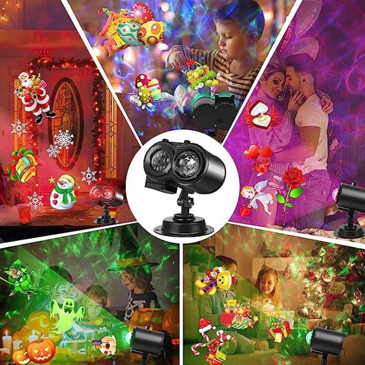 12 Cards US Plug Color Card Pattern 9W Christmas Projection Light Remote Control Snow Light