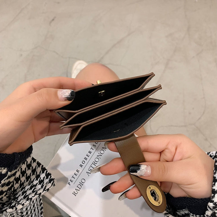 Mini Retro PU Leather Card Bag Multi-Slot Lock Coin Purse(Black)