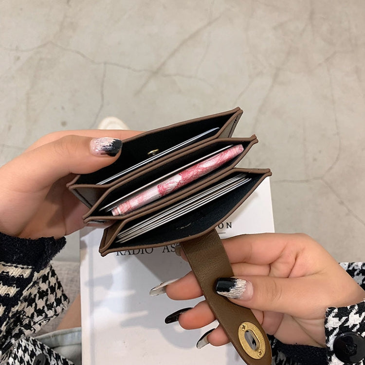 Mini Retro PU Leather Card Bag Multi-Slot Lock Coin Purse(Black)