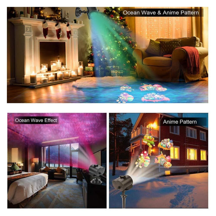 16 Cards AU Plug Not Easy To Fade Card Pattern 9W Double Cylinder Water Pattern Christmas Projection Light