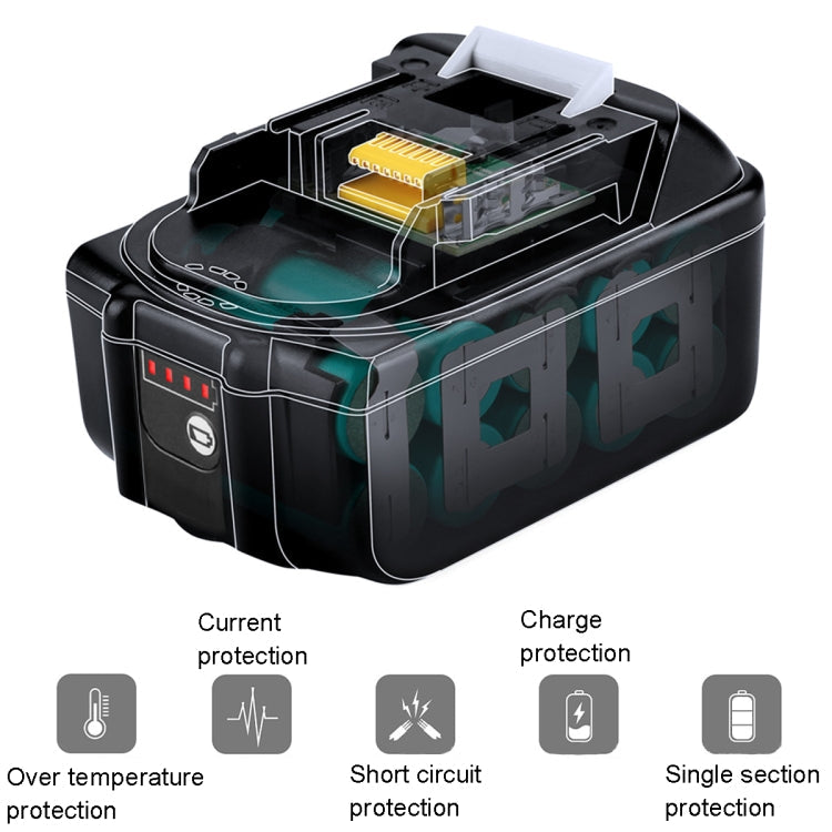 18V Hand Drill Lithium Battery Electric Tool Battery Pack For Makit BL1850 / BL1830 / BL1835 / LXT400 / 194204-5, Capacity: 5000mAh