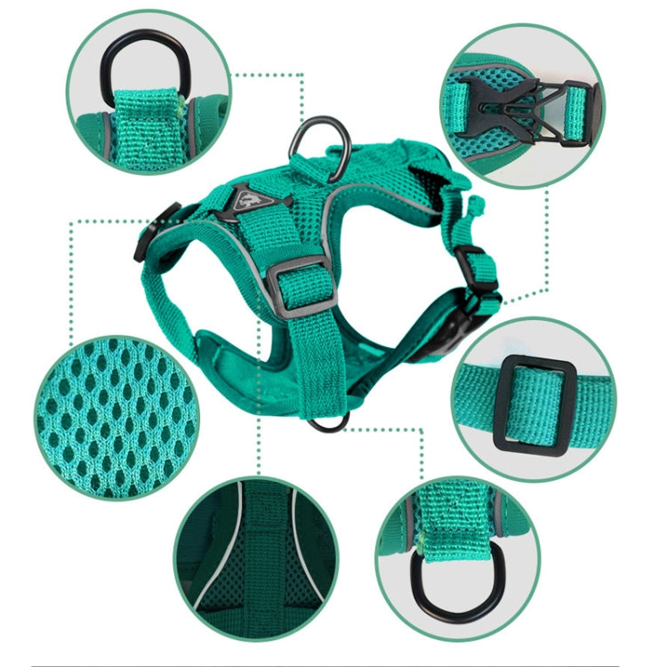 Pet Vest Harness + Traction Rope Set Reflective Breathable Dog Cat Harness, Size: M(Coffee)