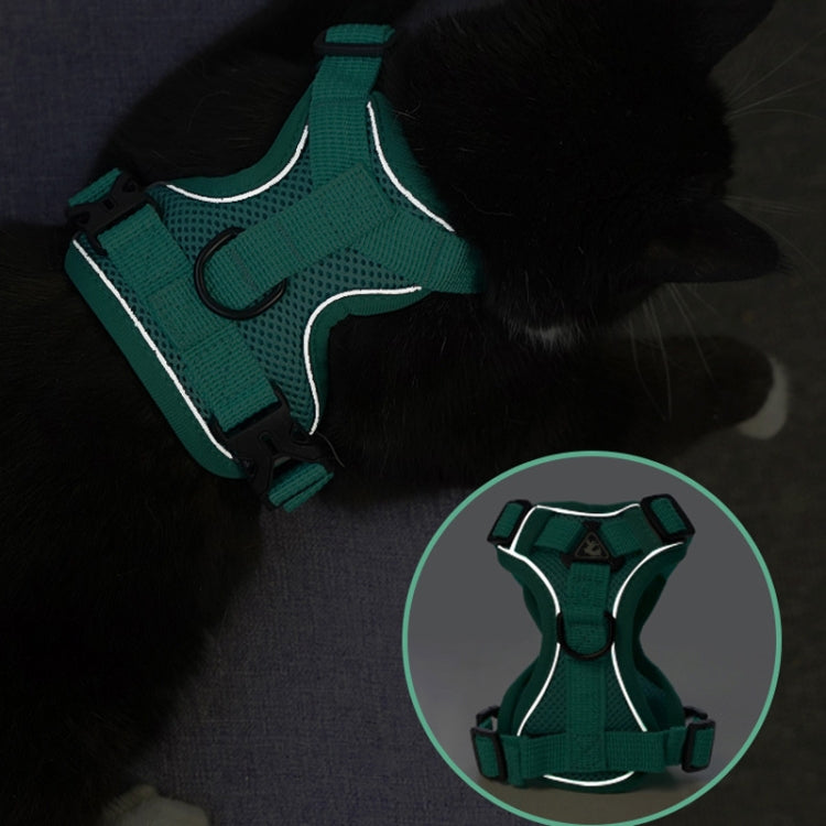 Pet Vest Harness + Traction Rope Set Reflective Breathable Dog Cat Harness, Size: S(Coffee)