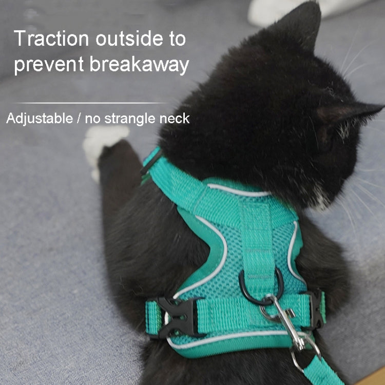 Pet Vest Harness + Traction Rope Set Reflective Breathable Dog Cat Harness, Size: S(Coffee)