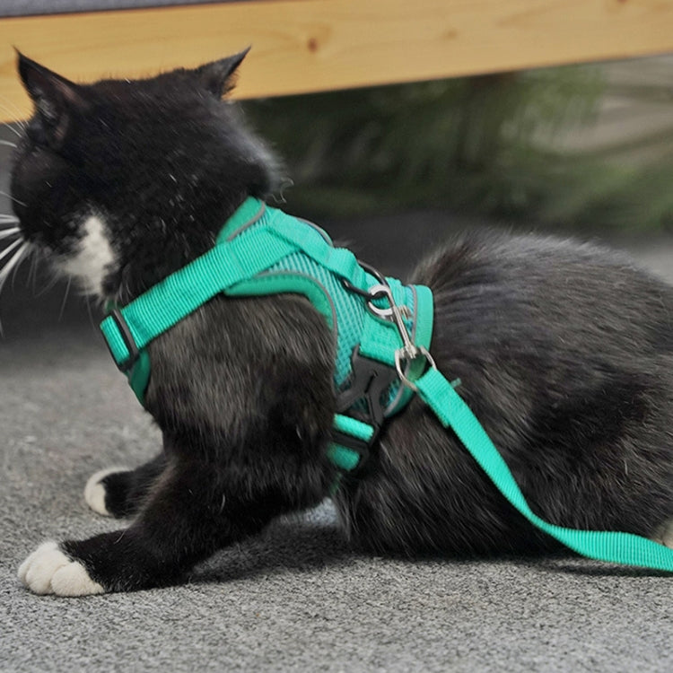 Pet Vest Harness + Traction Rope Set Reflective Breathable Dog Cat Harness, Size: S(Gray)
