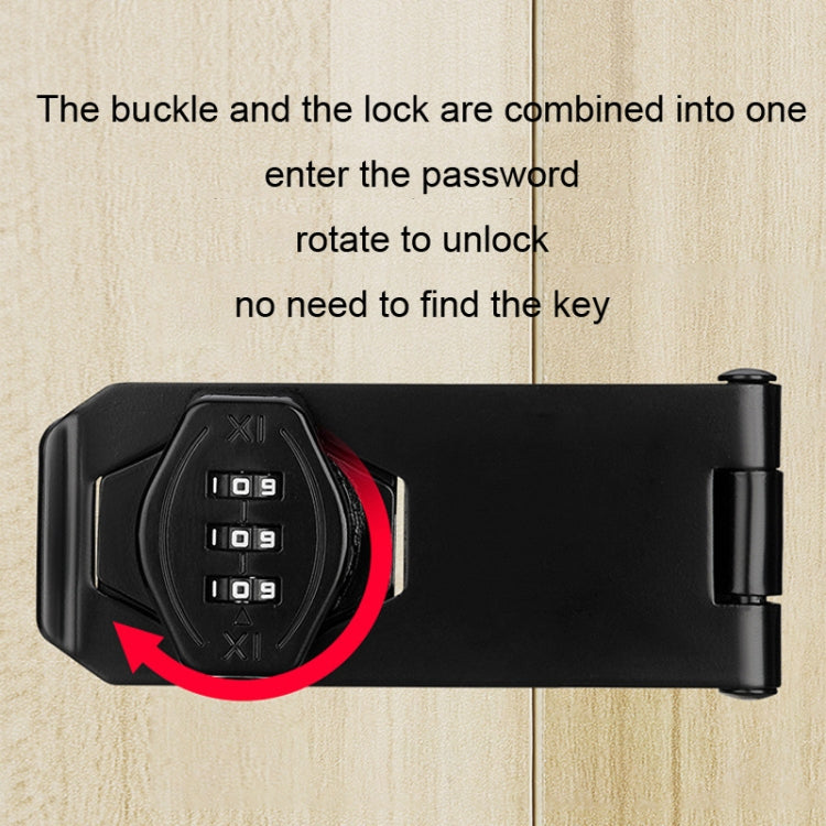 Screw Installation Cabinet Door Combination Lock Anti-Theft Drawer Lock, Style: Three Hole 4 inch Black