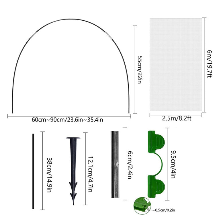 30pcs Without Net Garden Arched Shed Insect Mesh Set Flexible Stretchable Plants Protection Net