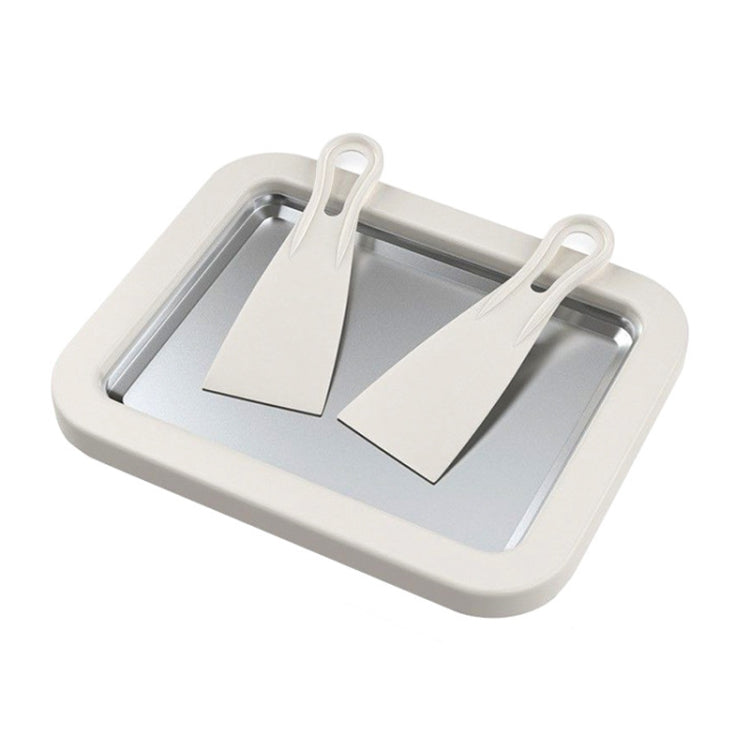 Mini Household Fried Yogurt Machine Children Homemade DIY Fried Ice Tray, Color: Aluminum Alloy White 22.5x17.5cm