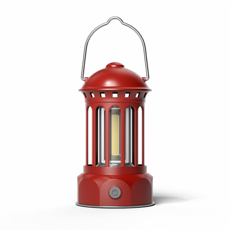 Battery Model COB Portable Outdoor Camping Lamp Atmosphere Tent Lamp Retro Lamp, Size: Small Red