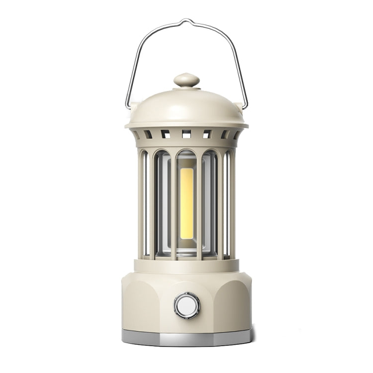Battery Model COB Portable Outdoor Camping Lamp Atmosphere Tent Lamp Retro Lamp, Size: Large Beige