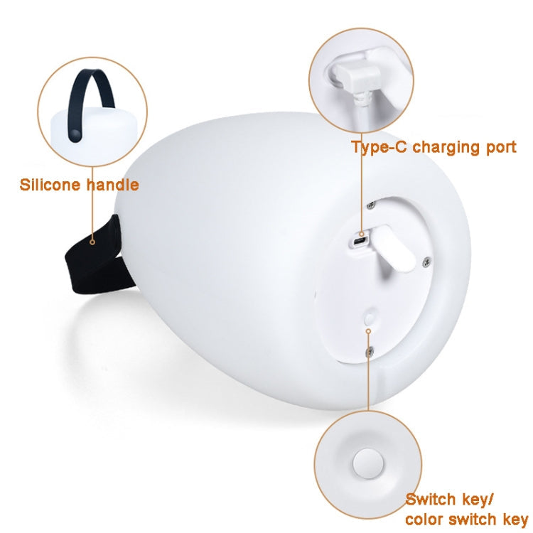 16 Colors LED Night Light with Handle Hanging Lantern USB Rechargeable Table Lamp(Egg-shaped)