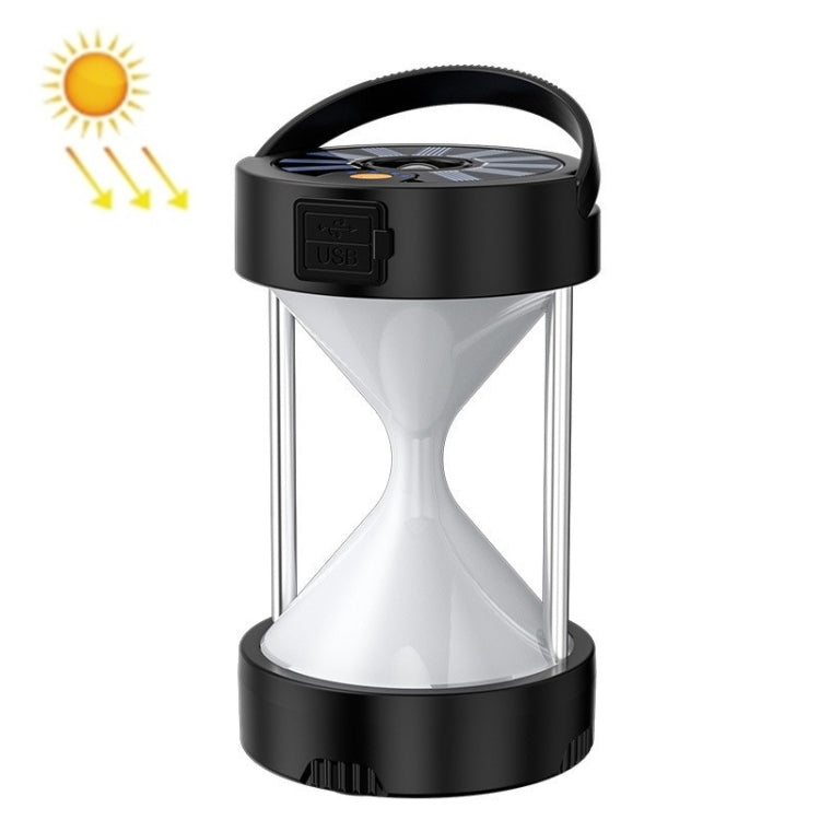 Camping Lantern Outdoor Solar Emergency Lights Multifunctional Tent Light(Hourglass Black)