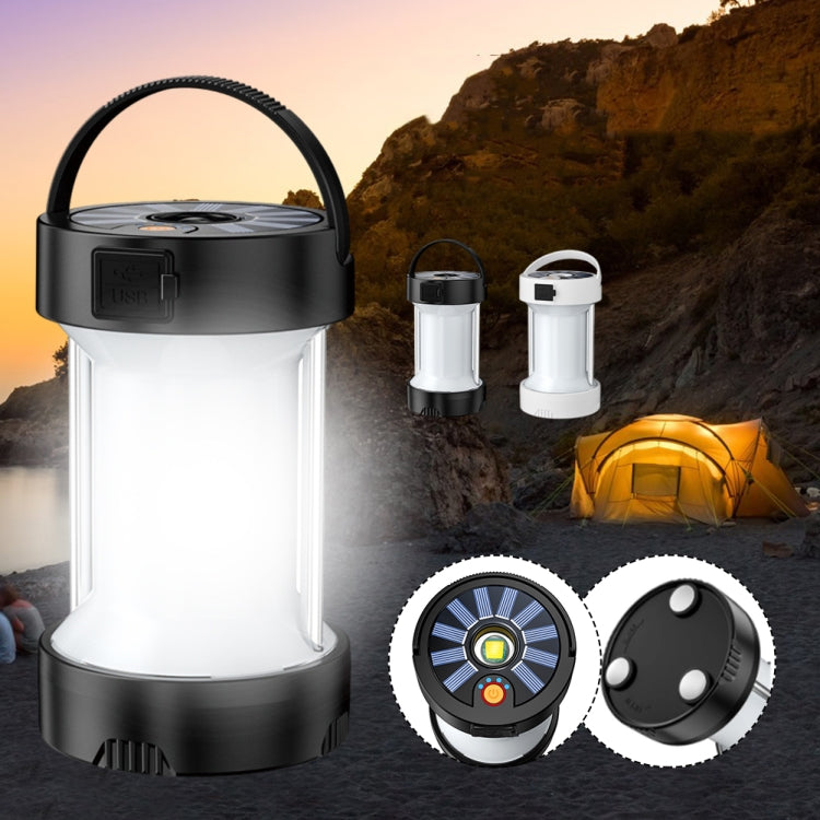 Camping Lantern Outdoor Solar Emergency Lights Multifunctional Tent Light(Hourglass White)