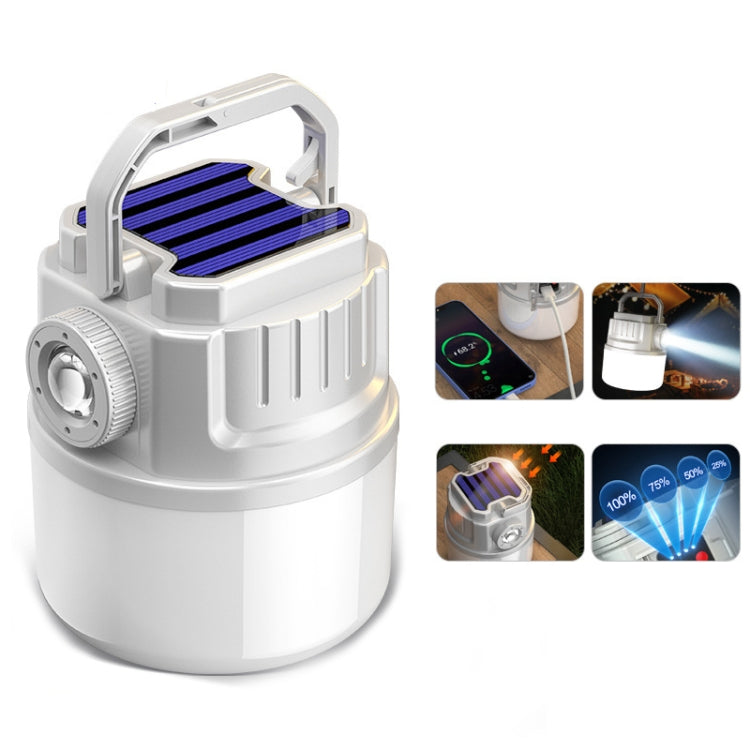 C52 Multifunctional Solar Camping Light Zoomable Waterproof Tent Light With USB Output(White)