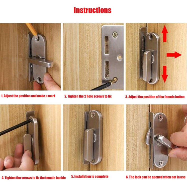 304 Stainless Steel Slot 90 Degrees Right Angle Migration Door Hook Lock