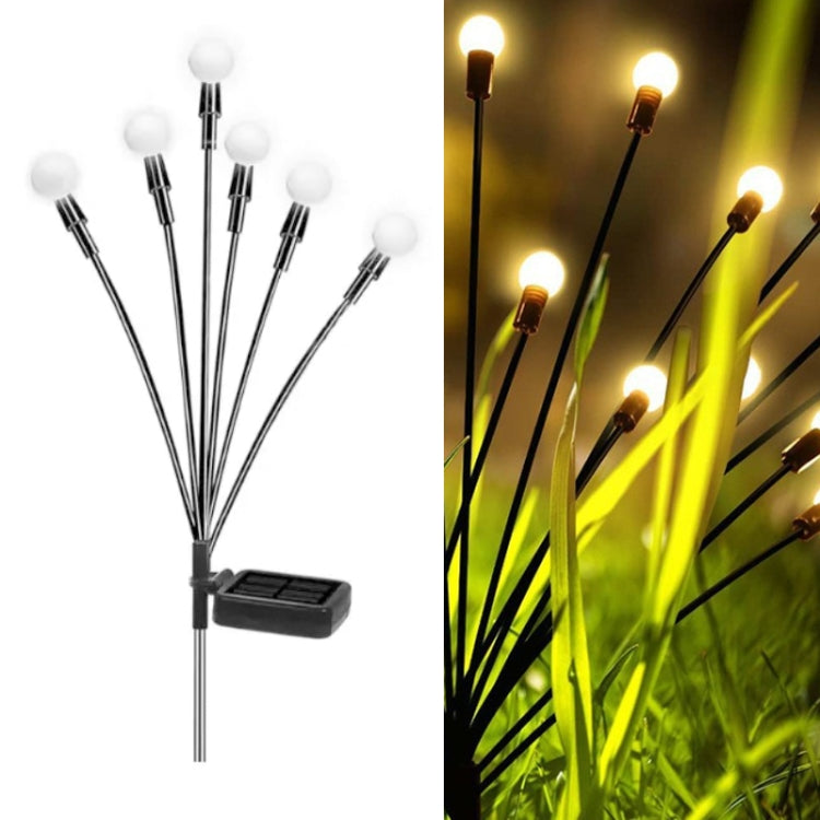 2sets Solar Firefly Lights Christmas Outdoor Garden Waterproof Lawn Lights, Color: 6 Head Warm Light