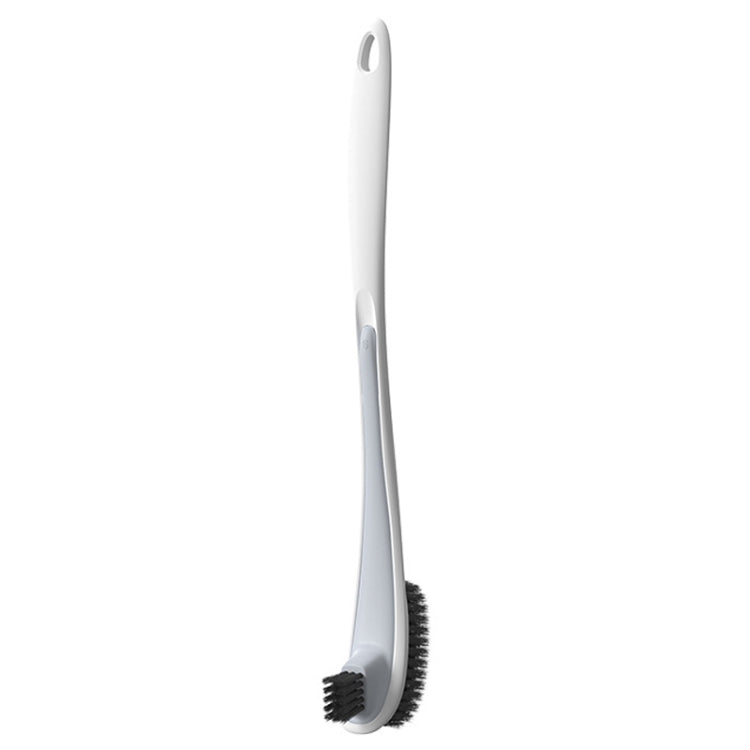 Double-sided Soft Hair Toilet Brush Toilet Long Handle Cleaning Brush(White)