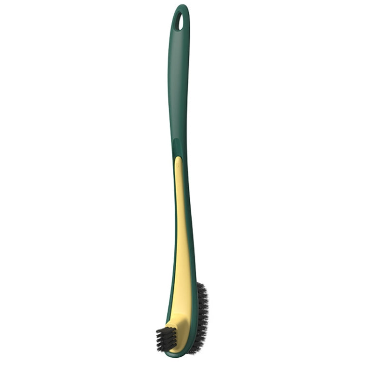 Double-sided Soft Hair Toilet Brush Toilet Long Handle Cleaning Brush(Dark Green)